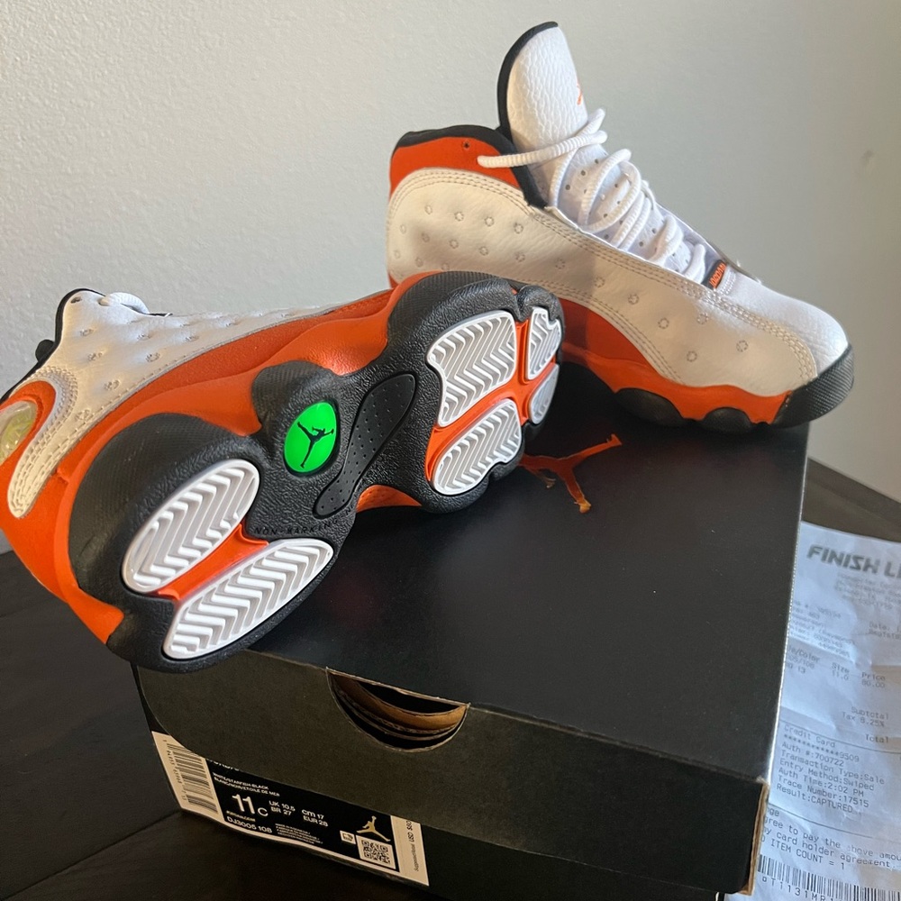 Jordan Sneakers in White, Black & Orange - Picture 3 of 5